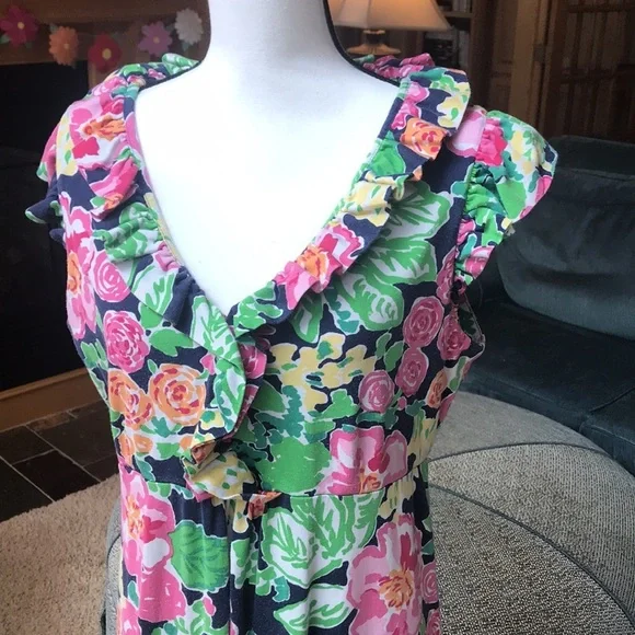 Lilly Pulitzer Garden Clare Floral ruffle neck dress - Picture 2 of 6